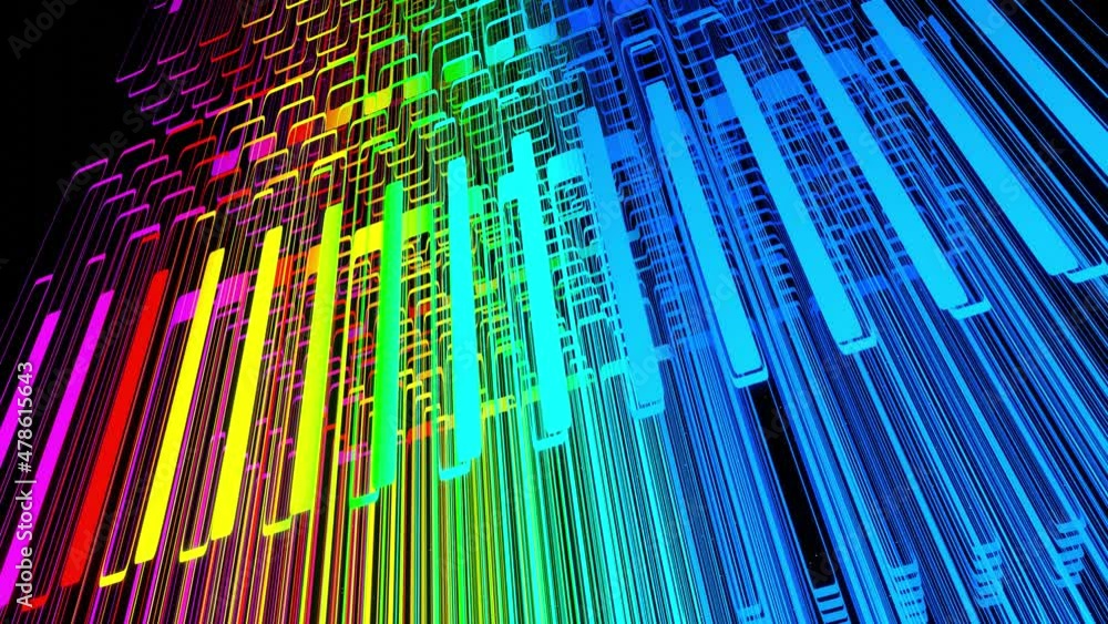 Aufkleber vj abstract sci fi futuristic bg. fly over 3d multilayer hologram complex pattern. neon light rainbo