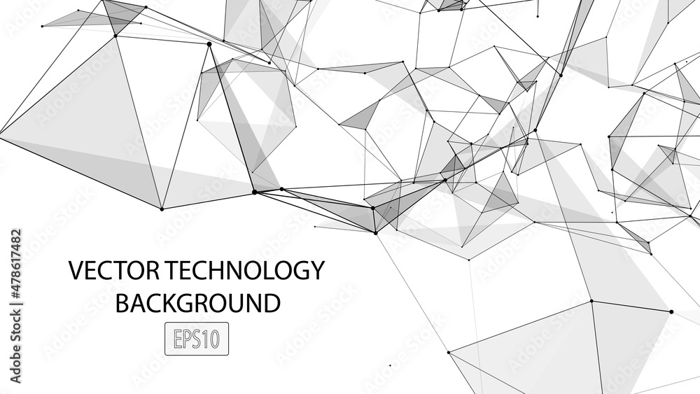 Poster Connection of dots and lines on a white background. Abstract vector illustration.