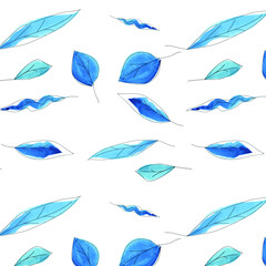 Abstract watercolor leaves pattern. Seamless.