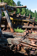 Detail of shipwreck in Squirrel Cove, Cortes Island, British Columbia, Canada