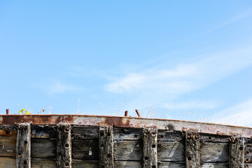 Detail of shipwreck in Squirrel Cove, Cortes Island, British Columbia, Canada