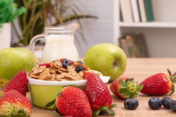 bowl of cereal and fruit