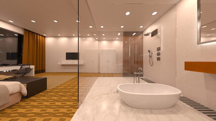 夜景が見えるベッドルーム