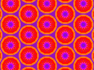 Fototapeta na wymiar Colorful and vibrant repeating pattern in red, purple and blue. Energetic, hypnotic and positive surface print for fabric, packaging and wrapping. Concept of passion, sex appeal, love and enchantment.