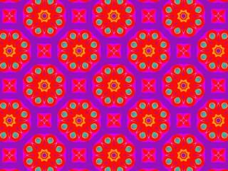 Colorful and vibrant repeating pattern in red, purple and blue. Energetic, hypnotic and positive surface print for fabric, packaging and wrapping. Concept of passion, sex appeal, love and enchantment.