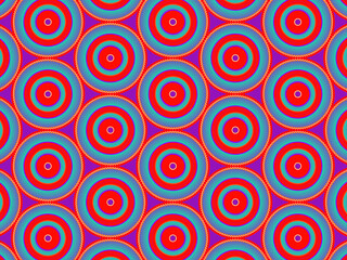 Colorful and vibrant repeating pattern in red, purple and blue. Energetic, hypnotic and positive surface print for fabric, packaging and wrapping. Concept of passion, sex appeal, love and enchantment.