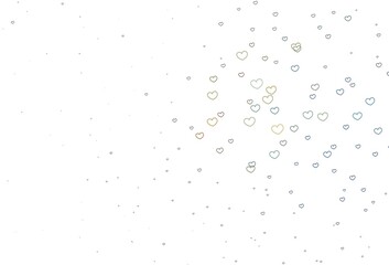 Light Multicolor vector background with Shining hearts.