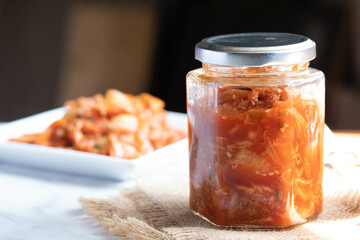 Spicy lettuce kimchi, Korean food, Vegetarian food good for health