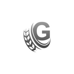 Letter G with trailing wheel icon design template illustration