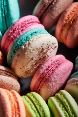 multicolored macaroons close up