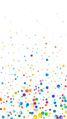 Watercolor confetti on white background. Alluring rainbow colored dots. Happy celebration high colorful bright card. Memorable hand painted confetti.