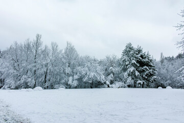 Winter view panorama of South Park in city of Sofia, Bulgaria