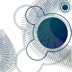 blue gradient Bubble with striped abstract lines on white background