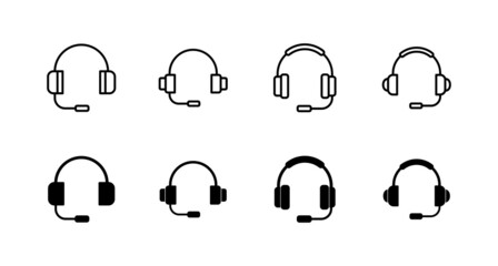 Headphone icons set. Headset sign and symbol