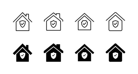 home insurance icons set. home protection sign and symbol