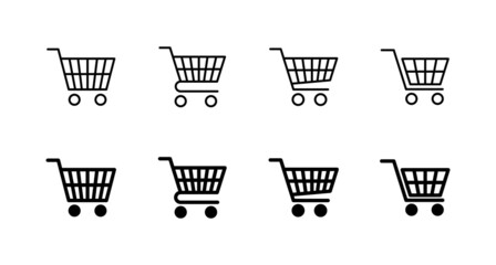Shopping icons set. Shopping cart sign and symbol. Trolley icon