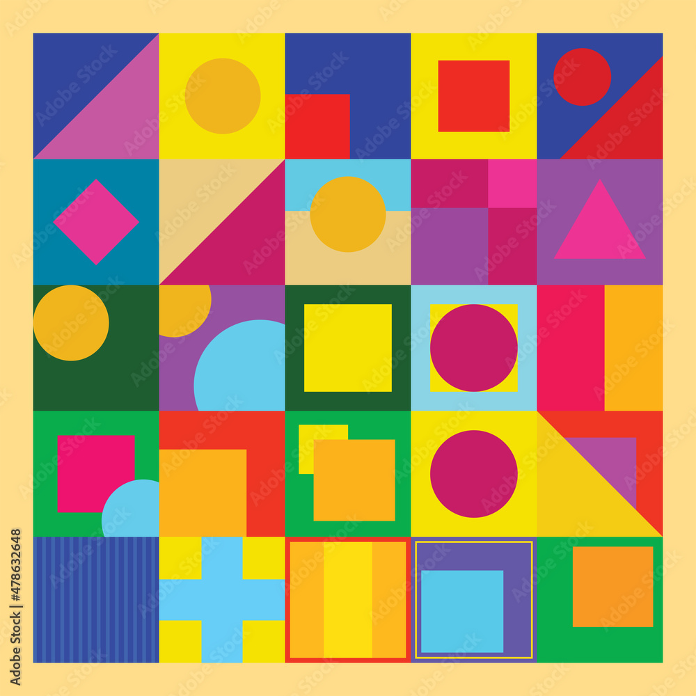 Poster geometry minimalistic with simple shape and colorful. abstract vector pattern design in modern style