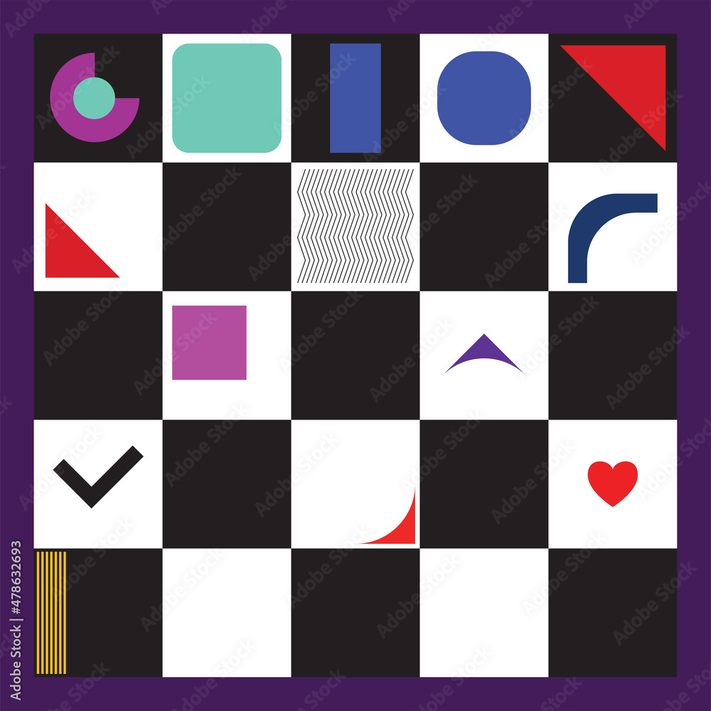 Poster geometry minimalistic with simple shape and colorful. abstract vector pattern design in modern style