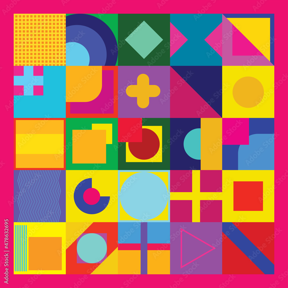 Poster geometry minimalistic with simple shape and colorful. abstract vector pattern design in modern style