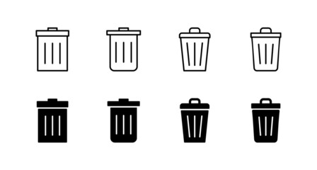 Trash icons set. trash can icon. delete sign and symbol.