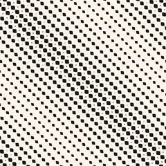 Vector diagonal halftone stripes seamless pattern. Geometric monochrome texture with gradient transition effect, small diamonds, rhombuses. Trendy abstract modern black and white graphic background