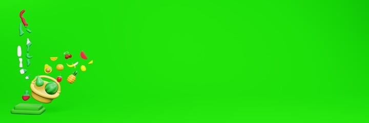 3d rendering of fruit consumption in Maldives for data display and social media