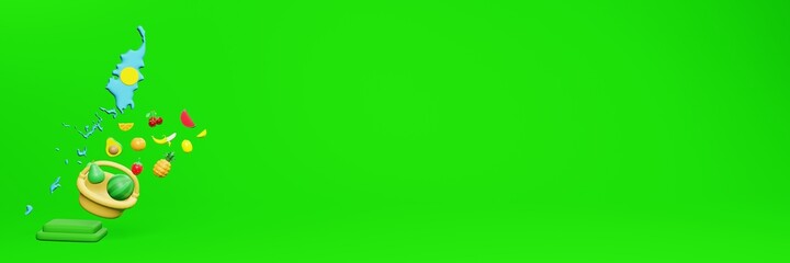 3d rendering of fruit consumption in Palau for data display and social media