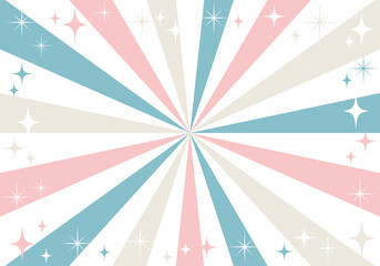 放射状集中線のキラキラ背景素材（レトロカラー）