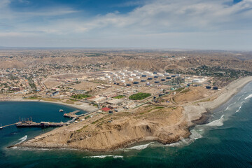Naklejka premium Fishing and Refinery City of Talara Peru