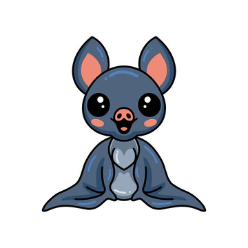 Cute little bat cartoon sitting