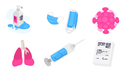 Corona Virus Assets - Syringe, Masks, Lungs, PCR Test