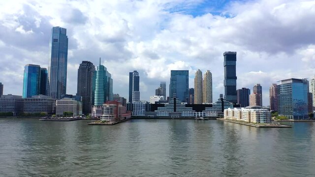 Aerial Waterfront Shot of the Jersey City Skyline