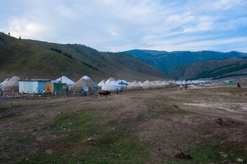 Mountain, forest and grassland scenery, built in Xinjiang, China