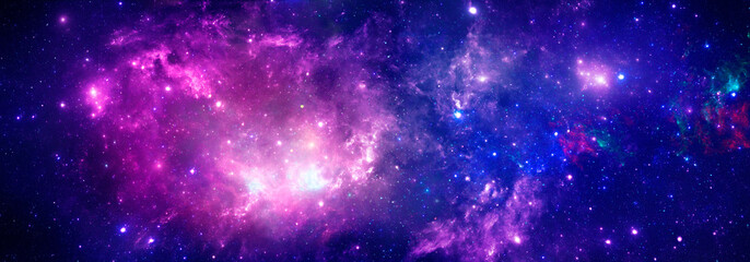 Blue-violet nebula and cosmic stardust in the Universe