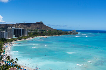 The view of Waikiki Beach in Oahu, Hawaii