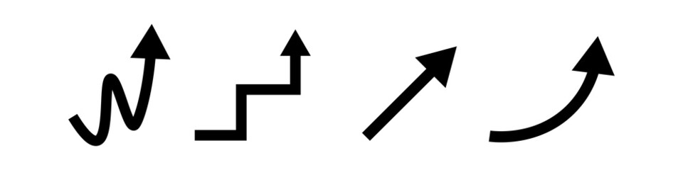 A set of icons with a diagonal upward arrow indicating an increase or rise.