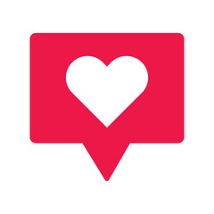 A heart icon in a speech balloon. Vector.