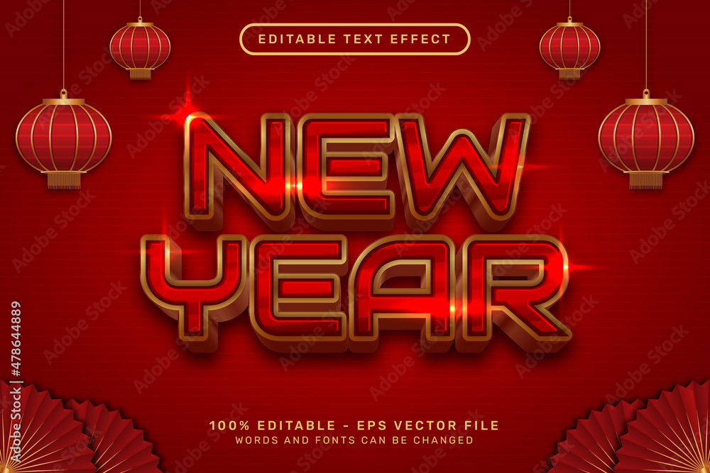 Poster chinese new year 3d text effect and editable text effect