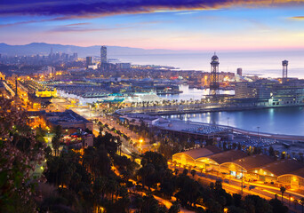Port Vell at Barcelona in dawn time