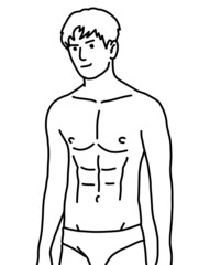 Fototapeta premium black and white of man cartoon for coloring