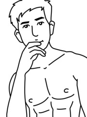 black and white of man cartoon for coloring