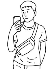 black and white of man cartoon for coloring