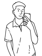 black and white of man cartoon for coloring