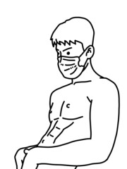 black and white of man cartoon for coloring