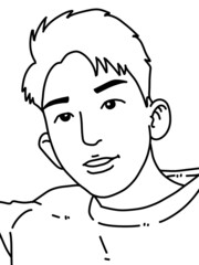 black and white of man cartoon for coloring