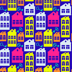 Naklejka premium real estate (rent or sale) - houses and keys. Design element. architecture, minimalism