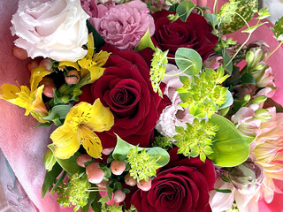 A colorful bouquet of various fresh flowers for your special day