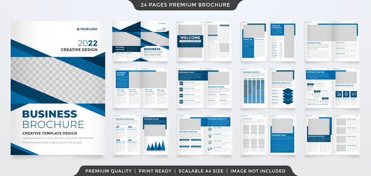 a4 business bifold brochure template with modern and minimalist style	
