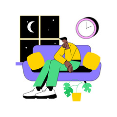 Sleep deprivation abstract concept vector illustration. Insomnia symptom, sleep loss, deprivation problem, mental health, cause and treatment, clinical diagnostic, sleeplessness abstract metaphor.