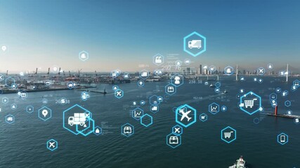 Port and communication network concept. Shipping industry. - Powered by Adobe